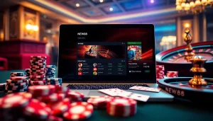 Experience gaming excitement at https://new88bet.us/ with vibrant casino visuals including poker chips and roulette.