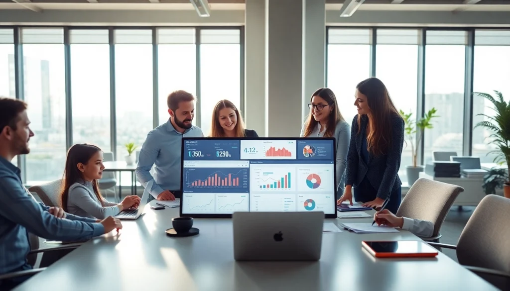 glownexis.com의 디지털 마케팅 팀이 현대적인 사무실에서 협력하는 모습