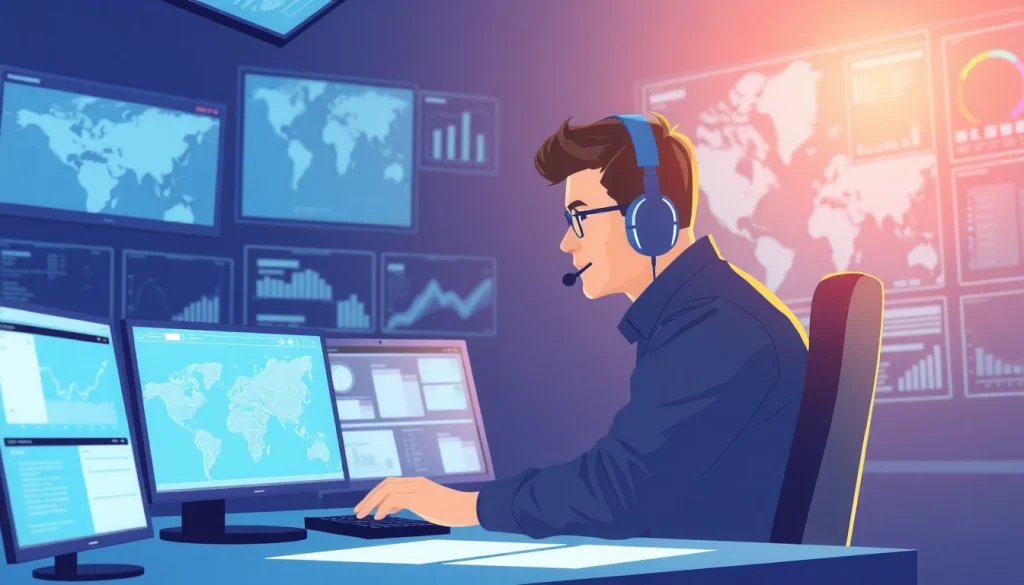 Truck Dispatch Services at Freight Girlz show a dispatcher efficiently managing loads and communication.