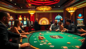 S8 players enjoy thrilling poker action at a luxury casino table, surrounded by vibrant poker chips.