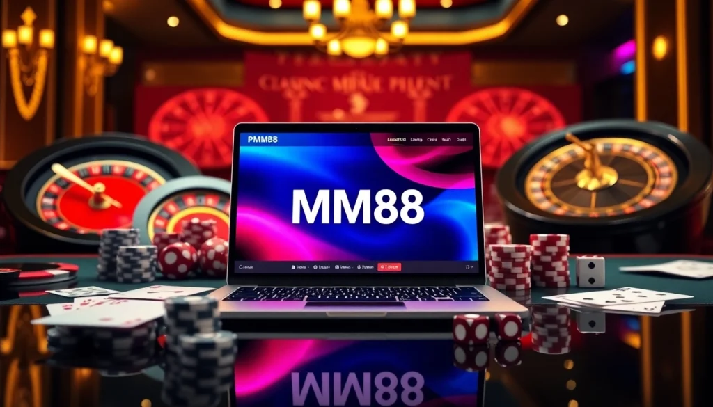 Experience the thrilling online gambling atmosphere at Trang chủ MM88, showcasing luxury and excitement.
