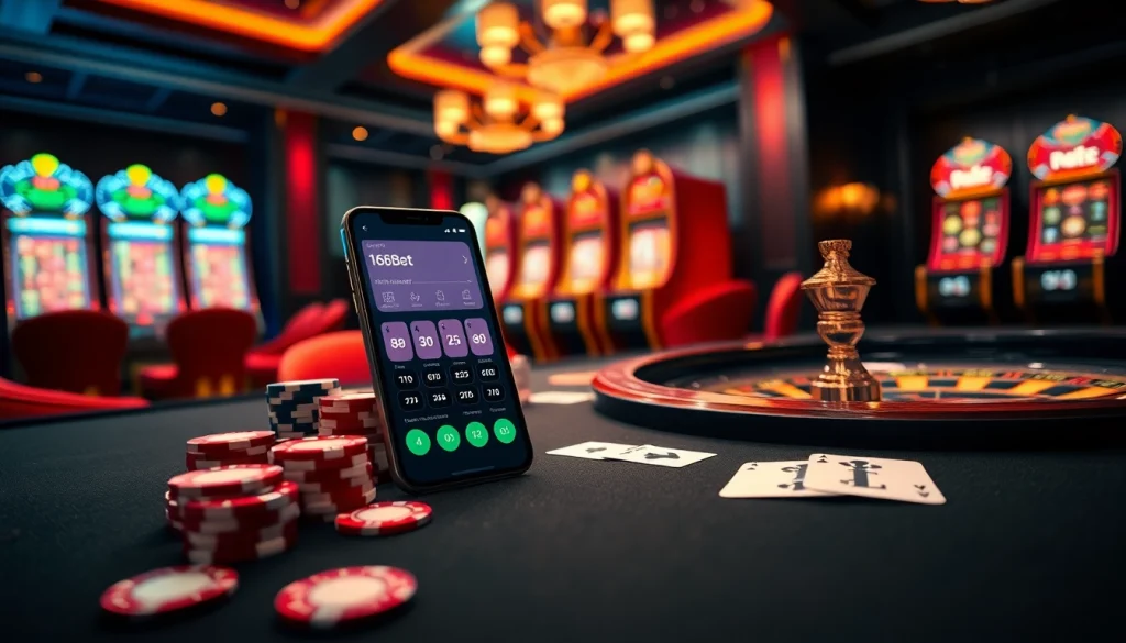 The 136bet App showcased on a vibrant casino table surrounded by poker chips and a roulette wheel.