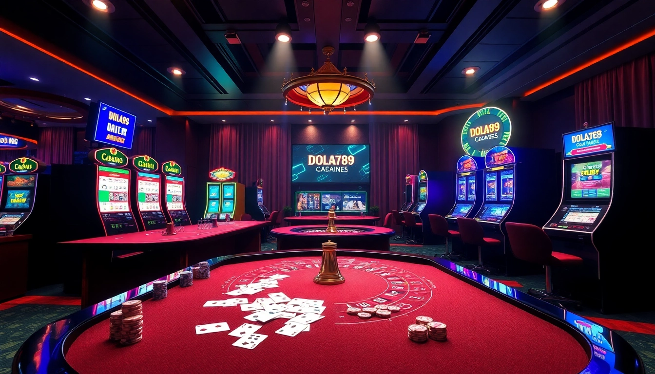 Experience the excitement of Nhà cái DOLA789 with vibrant casino tables and thrilling games.