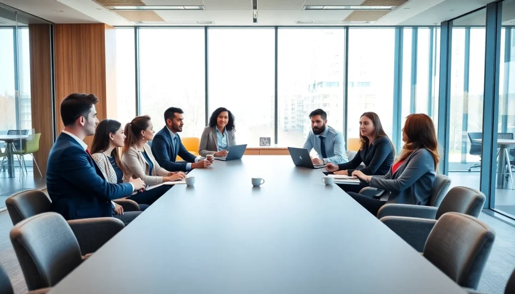 Engaging business meeting showcasing collaboration and diversity in a professional setting.