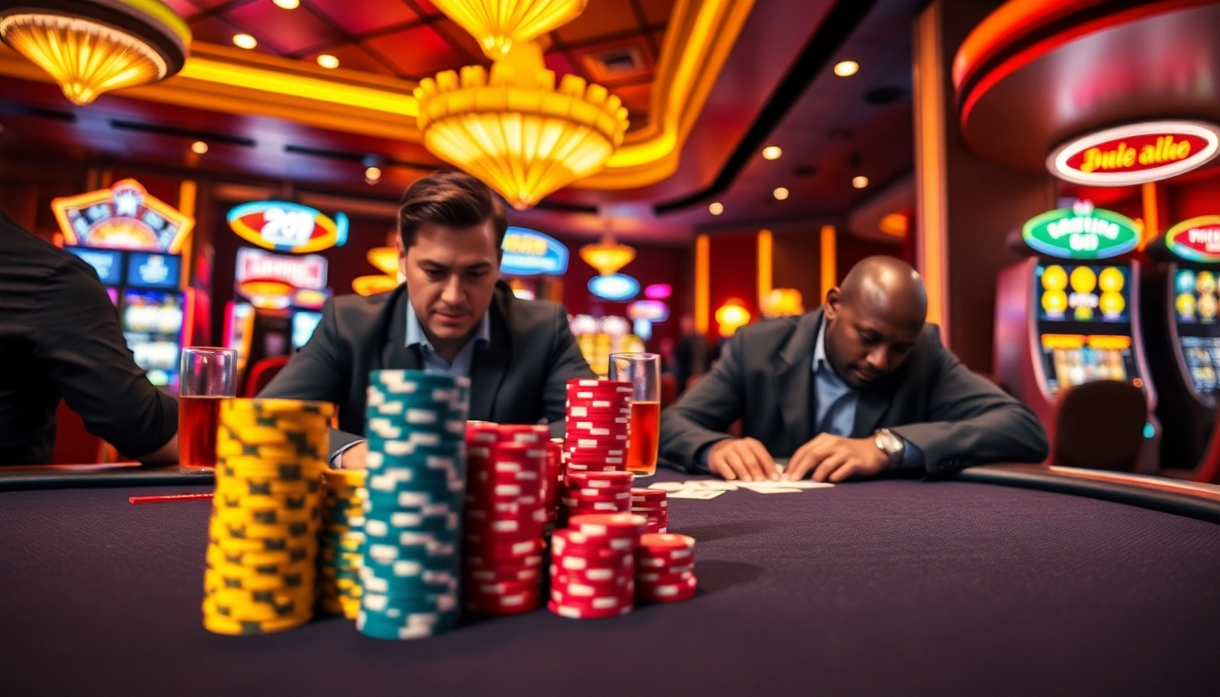 Engaged poker players at a high-stakes table showcasing the best online casinos in South Carolina.