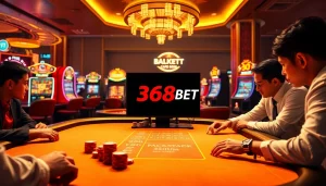 Experience the thrill of online gambling with Nhà cái 368BET at a vibrant casino scene.