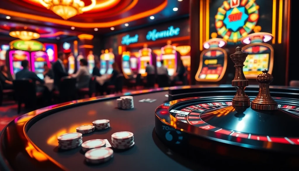 Action-packed casino scene with poker chips and cards showcasing 789p's luxurious gambling experience.