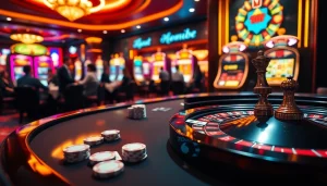 Action-packed casino scene with poker chips and cards showcasing 789p's luxurious gambling experience.