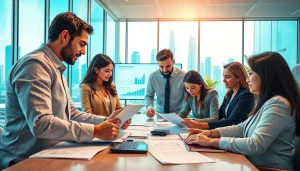 Audit Services in UAE: Professional team collaborating in a modern Dubai office.