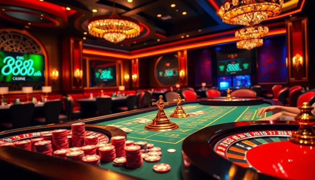Experience excitement at the 888b casino table with vibrant chips and intense gameplay.