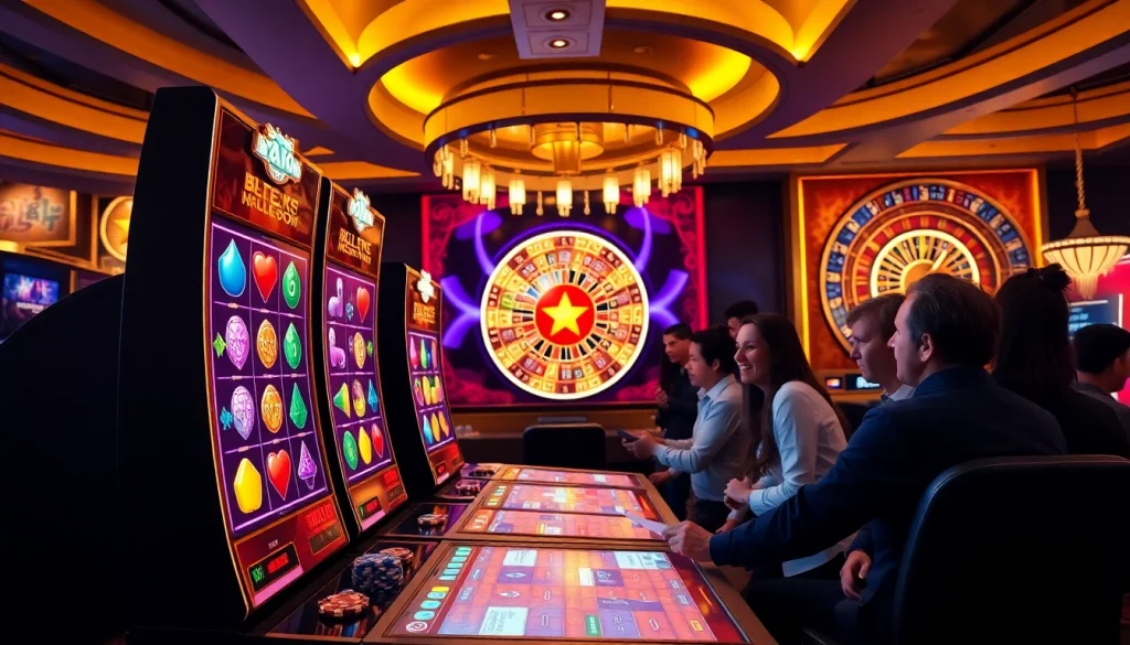 Engaging with 온라인슬롯 games at a luxurious casino table filled with excitement.