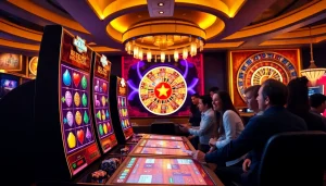 Engaging with 온라인슬롯 games at a luxurious casino table filled with excitement.