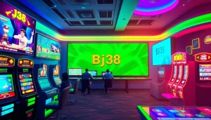 BJ38 online gaming platform featuring exciting cockfighting and casino games in a vibrant digital environment.