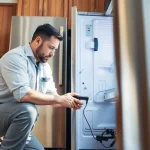 Expert technician engaged in appliance repair ottawa, showcasing skill and professionalism in a kitchen setting.