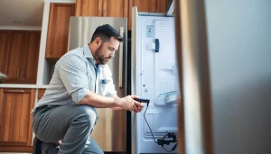 Expert technician engaged in appliance repair ottawa, showcasing skill and professionalism in a kitchen setting.