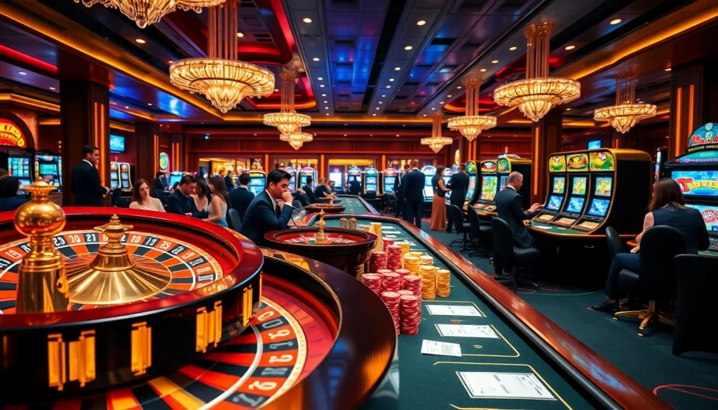 Crowd enjoying games like roulette and poker at the casino atmosphere of https://mm88.co.in/ thrilling experience.