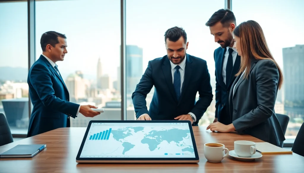 Find competitor customer list using a digital map in a modern office setting.