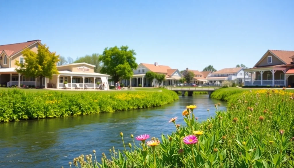 Scenic view of Clarksburg, CA, featuring vibrant nature and charming architecture.