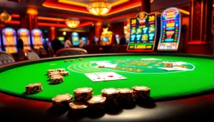 Experience the thrill of winning at i9bet's vibrant casino featuring roulette, cards, and bright slot machines.