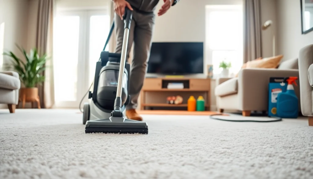 Expert technician performing carpet cleaning lincoln ca in a bright residential setting.