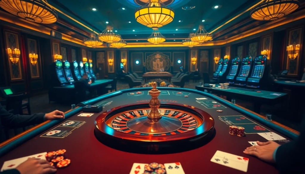 Experience the thrill of indoxxi with engaged gamblers at luxurious casino tables and vibrant slot machines.