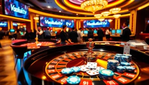 Engaging scene of gamers at Vaoluoi tv casino table, enjoying top-notch gambling.