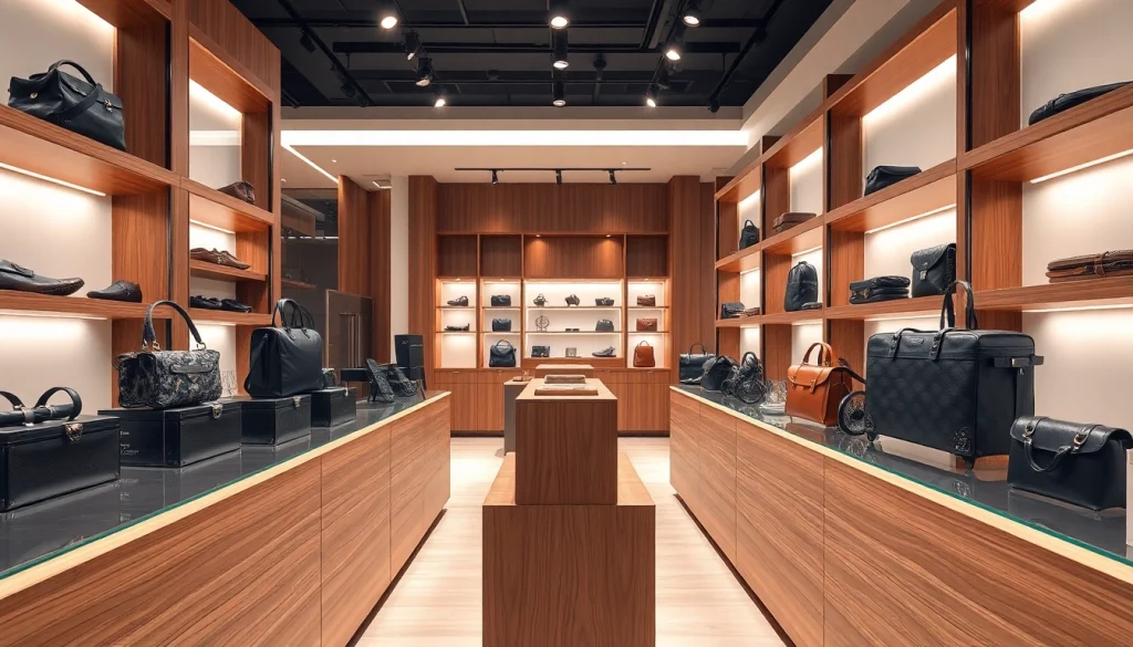 레플리카 명품이 우아하게 진열된 고급 부티크 모습