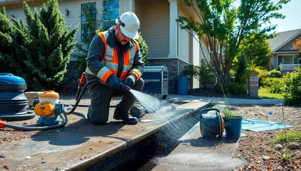 Hydro jetting company in West Valley City, UT, technician cleaning a drain with high-pressure water jets.