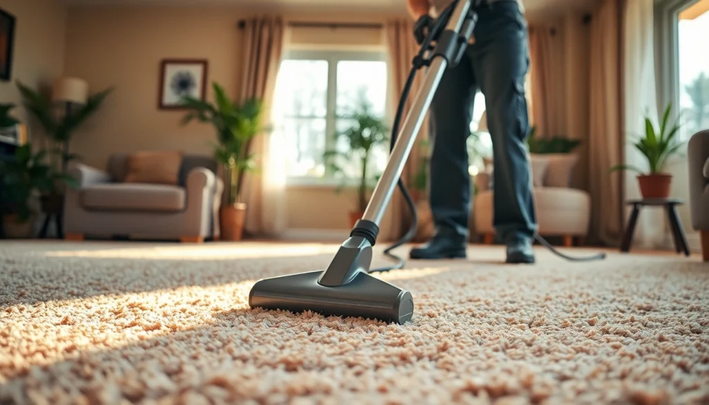 Engaging carpet cleaning roseville ca service showcasing a technician at work in a cozy living room