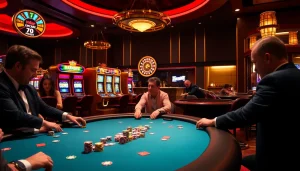 Players engage in high-stakes action at a casino table with vibrant 789 P chips, reflecting excitement and luxury.