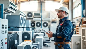 Inspecting Wholesale HVAC for Contractors systems with a professional contractor in a well-lit setting.