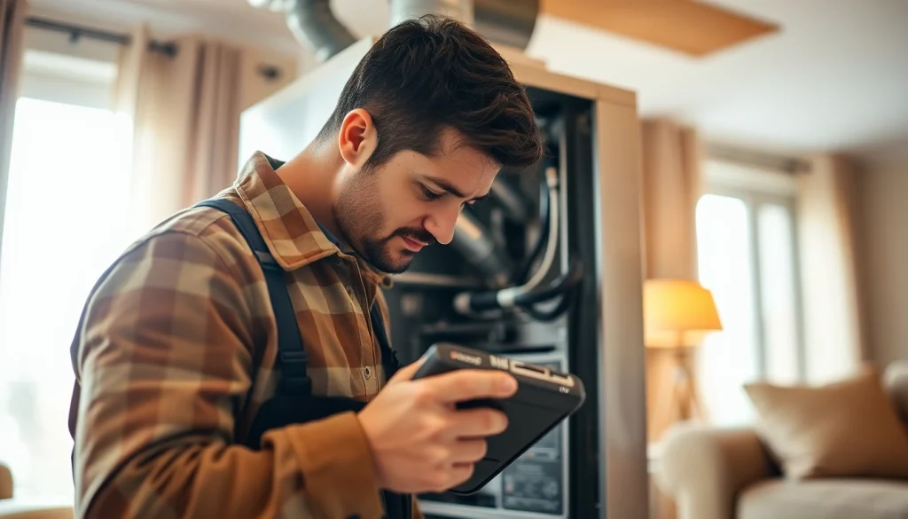 Technician performing furnace repair in Lewisboro, ensuring safety and efficiency.