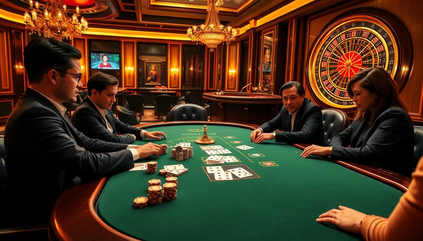 Join the thrilling poker game at https://nk88.sa.com/ with luxurious chips, cards, and casino ambiance.