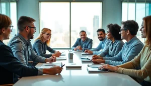 Illustration of founder leadership insights during a dynamic business discussion with diverse leaders.