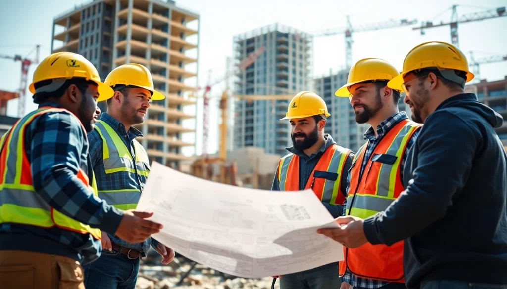 Construction association south carolina workers collaborating at an active construction site.