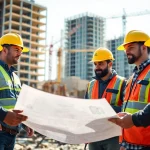 Construction association south carolina workers collaborating at an active construction site.