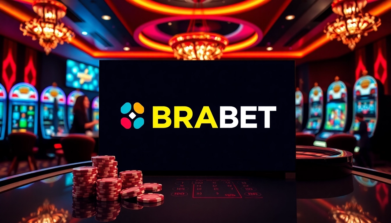 Engage in exciting online gambling at BRABET with vibrant casino visuals and gaming elements.