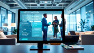 Visualize how does an AI powered warranty company work with modern office tech supporting warranty processes.