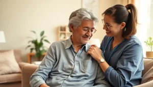 Engaging in home care austin tx with compassionate interaction between caregiver and client.