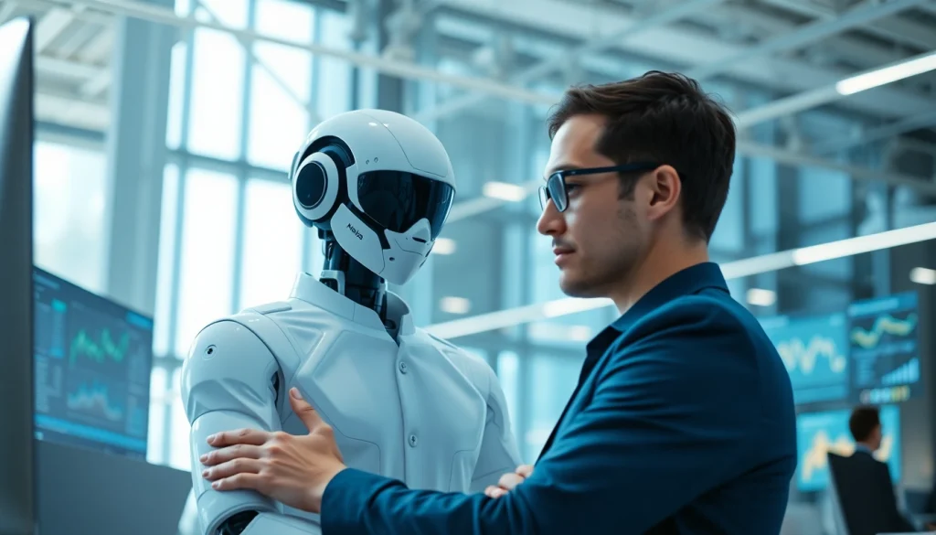 AI Employee collaborating in a modern office, enhancing productivity.