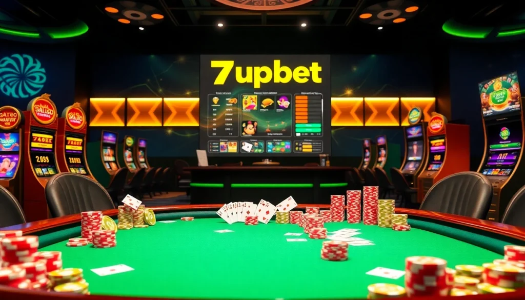Engage with 7upbet at a vibrant online casino featuring tables, cards, and exciting gameplay.