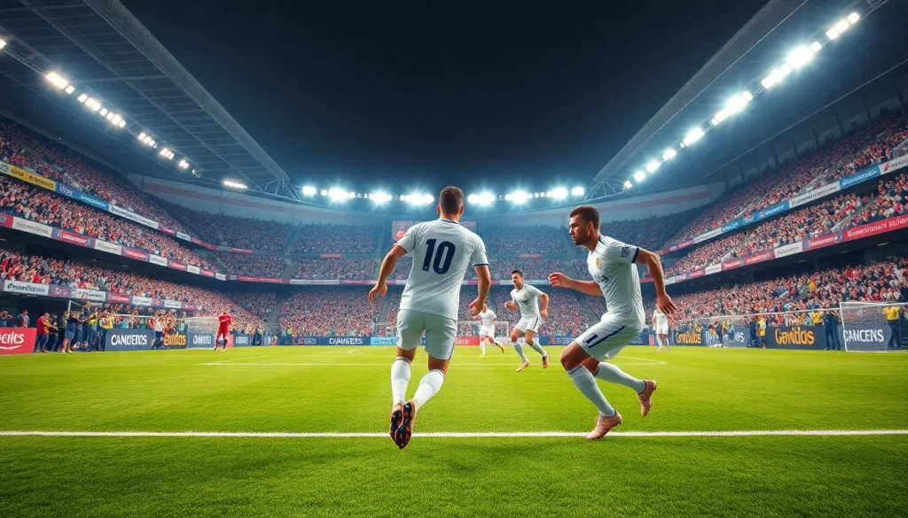 Watch thrilling ผลบอลสด moments in an action-packed soccer match scene.