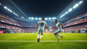 Watch thrilling ผลบอลสด moments in an action-packed soccer match scene.