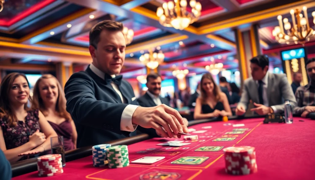 reddit showcases a dynamic croupier expertly managing a casino table, engaging players with excitement.