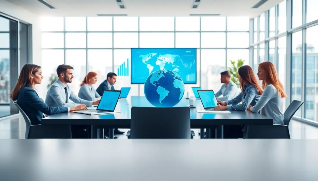 Engaging business collaboration showcasing diverse professionals discussing growth insights in a modern environment.