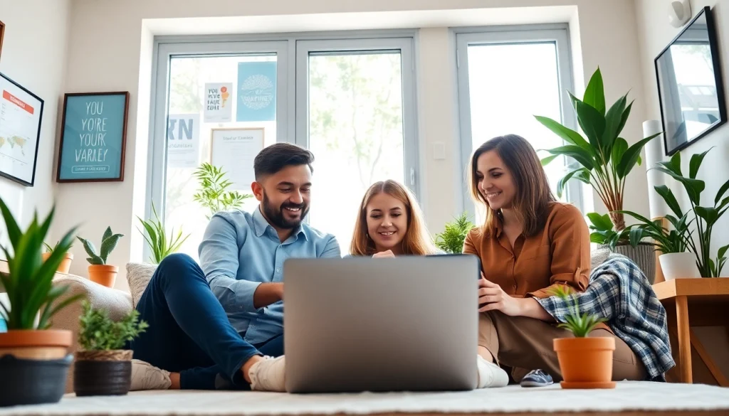 Post remote sales jobs are represented by a diverse team collaborating in a bright home office.