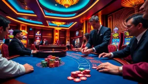 Play exciting games at https://mm88.vin/ with vibrant casino visuals of poker and roulette.