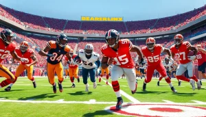 Bears vs 49ers in an intense football action scene, highlighting athleticism and teamwork.