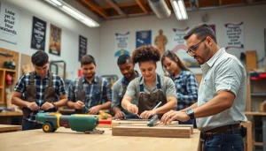 Students working together at trade schools in southern California, engaging in hands-on training.