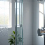 Stylish shower doors UK showcasing sleek glass design and chrome accents in a modern bathroom.